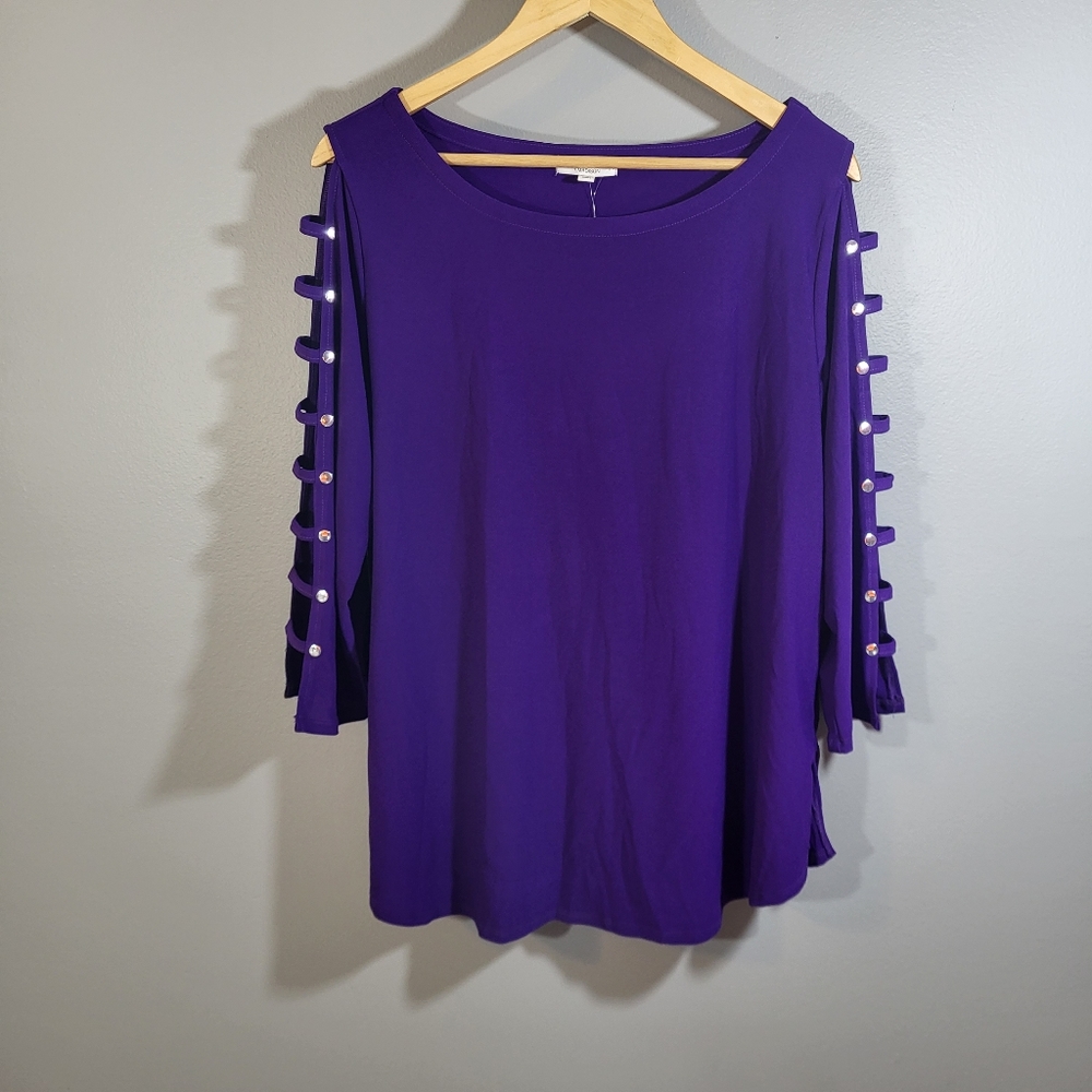 89th + Madison  1X purple studded purple ladder sleeves